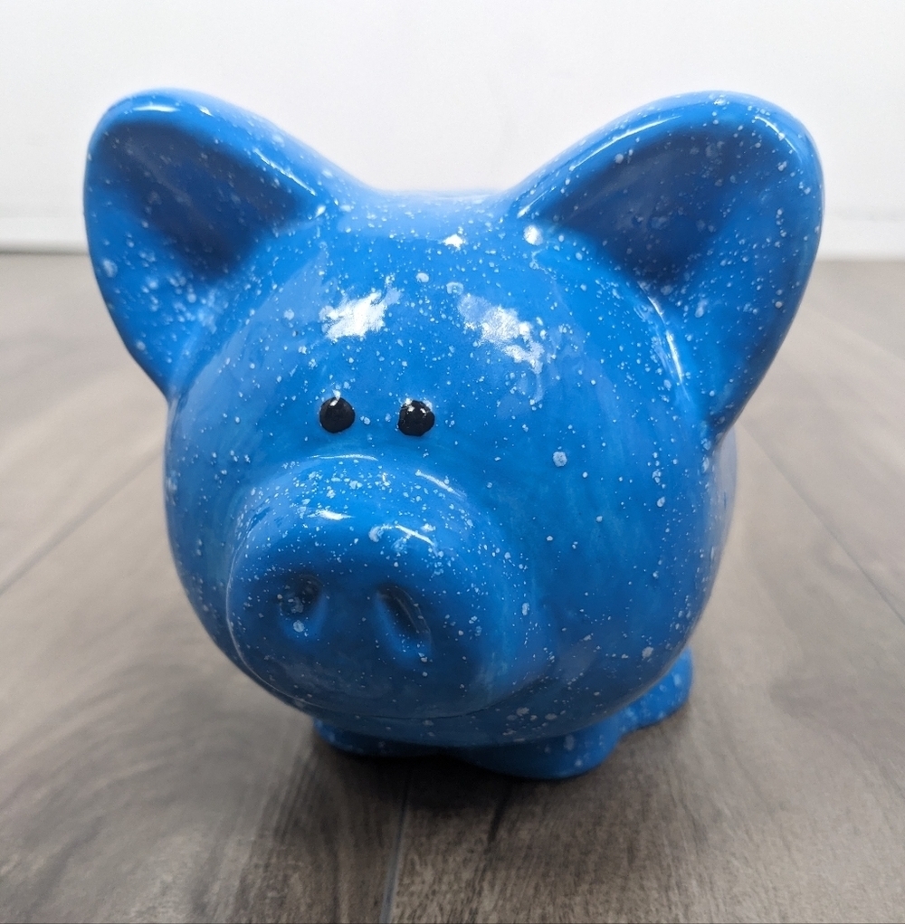 Ceramic Blue Speckled Piggy Bank